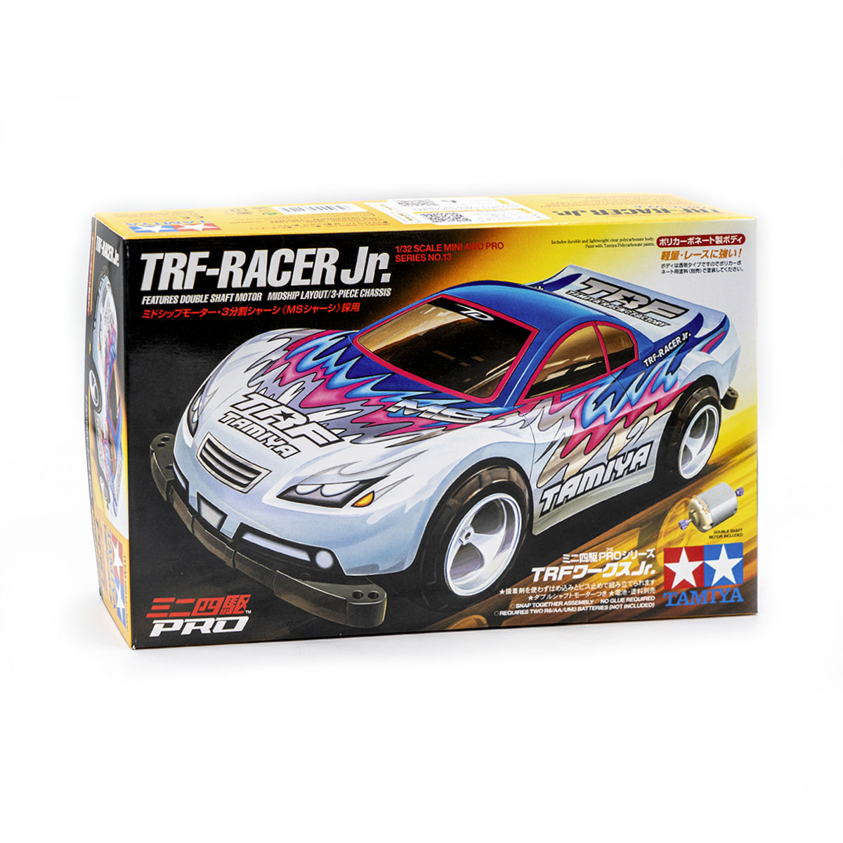 Mini 4WD Tamiya TRF-Racer Jr. con carrozzeria in policarbonato trasparente su telaio MS - Item 18613