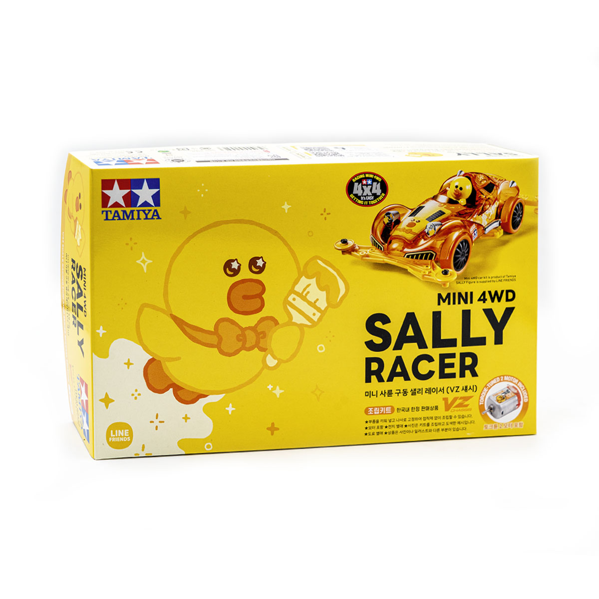 Mini 4WD Tamiya Line Friends Sally Racer con carrozzeria arancione trasparente e telaio VZ giallo - Item 92452
