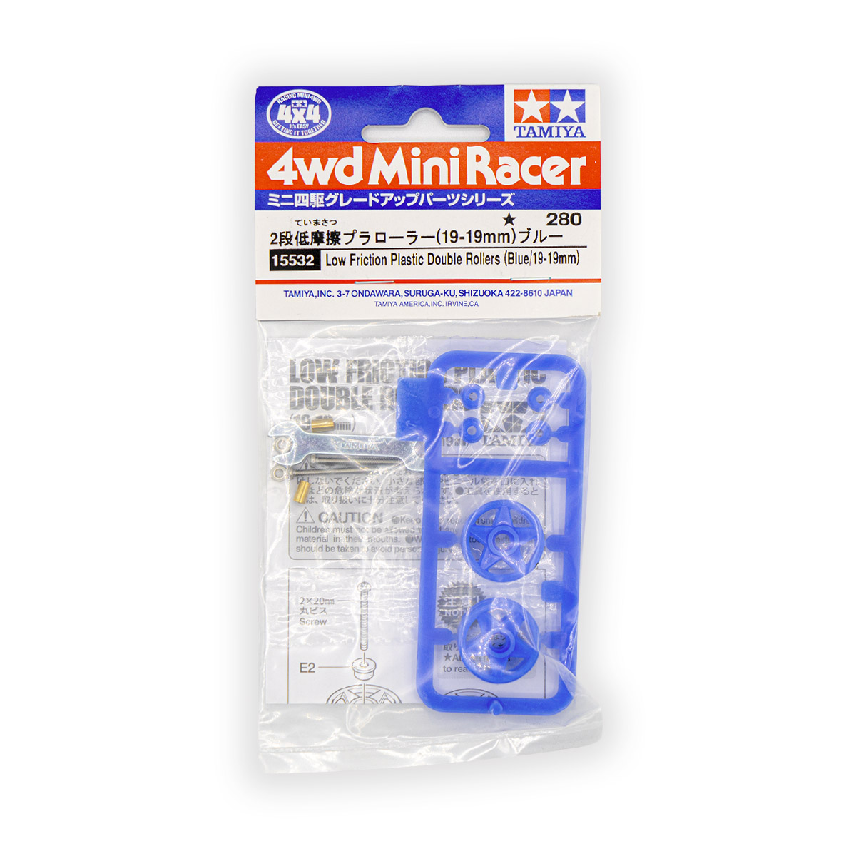 Doppie rotelle in plastica a basso attrito Tamiya Item 15532 blu 19-19mm per assetto posteriore Mini 4WD